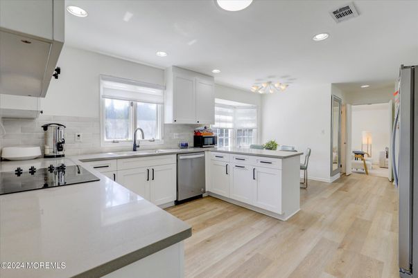 Interior, Kitchen, Recessed Lighting, Wood Texture Flooring