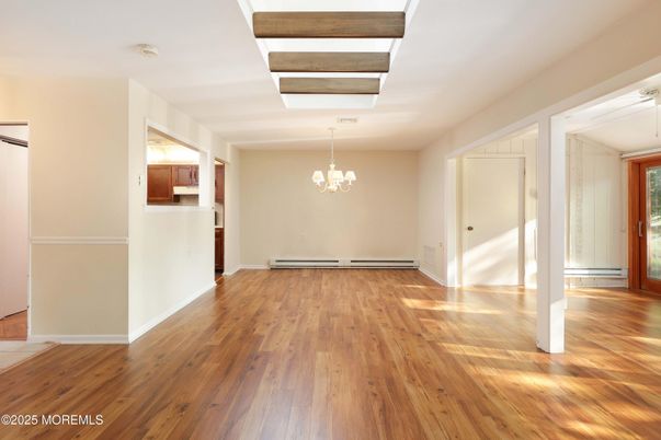 Chandelier, Empty room, Interior, Wood Texture Flooring