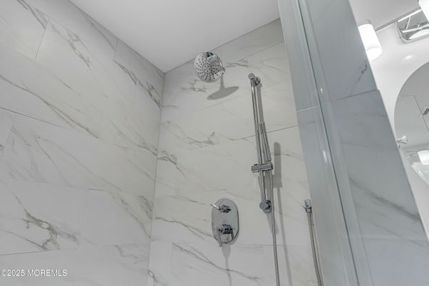 Bathroom, Glass Shower, Interior, Marble Walls