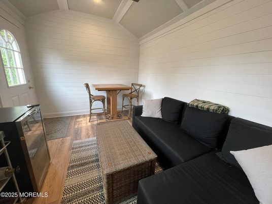 Dining room, Interior, Living room, Recessed Lighting, Wood Texture Flooring