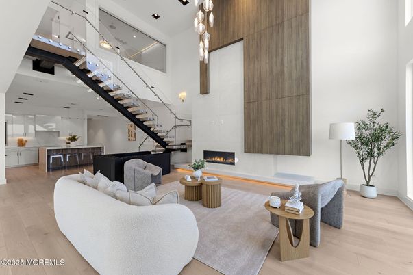Dining room, Fireplace, Interior, Living room, Pendant Lights, Piano, Recessed Lighting, Wood Texture Flooring