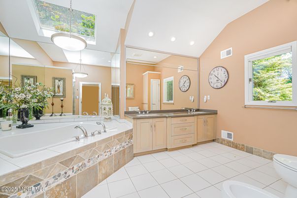 Bathroom, Dual Sink Vanities, Interior, Pendant Lights, Recessed Lighting