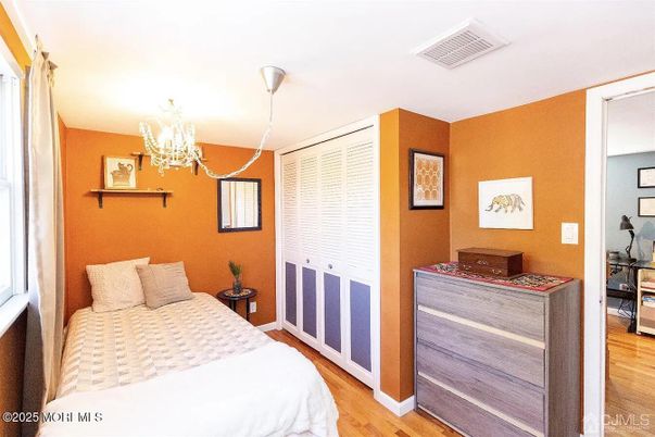 Bedroom, Chandelier, Interior, Wood Texture Flooring