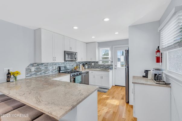 Interior, Kitchen, Recessed Lighting, Wood Texture Flooring