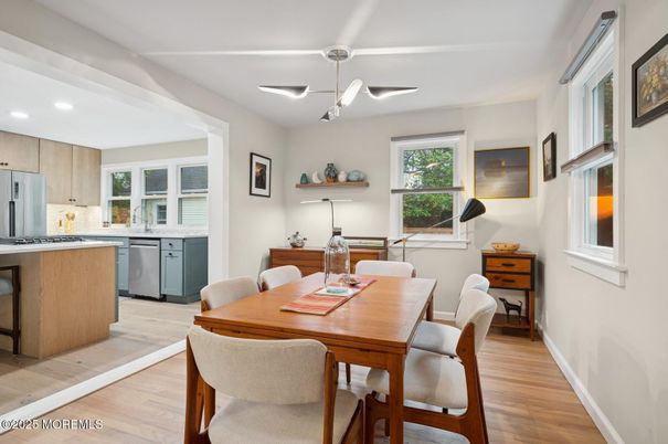 Dining room, Interior, Kitchen, Recessed Lighting, Wood Texture Flooring