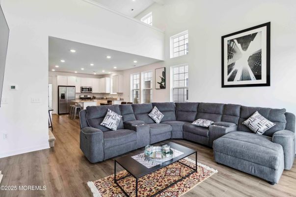 Interior, Kitchen, Living room, Recessed Lighting, Stainless Steel Appliances, Wood Texture Flooring