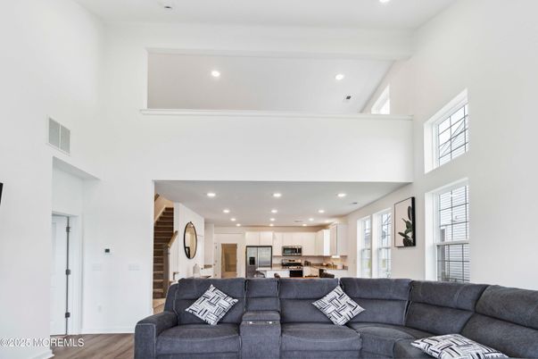 Interior, Kitchen, Living room, Recessed Lighting, Stainless Steel Appliances, Wood Texture Flooring