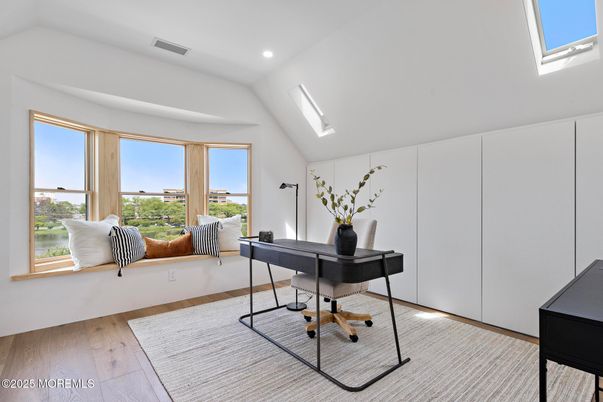 Home Office, Interior, Recessed Lighting, Wood Texture Flooring
