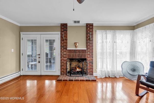 Fireplace, Interior, Wood Texture Flooring