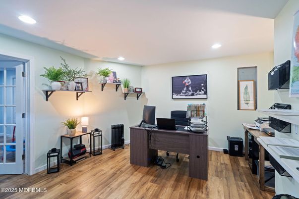 Home Office, Interior, Recessed Lighting, Wood Texture Flooring