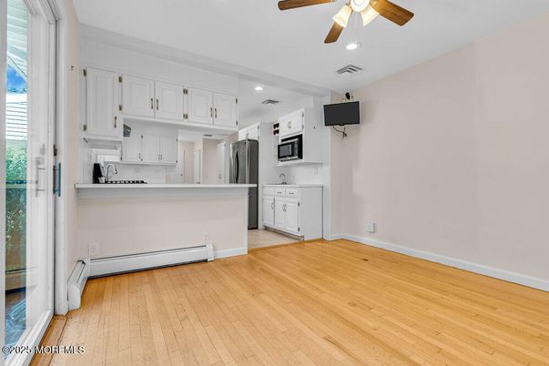 Interior, Kitchen, Recessed Lighting, Wood Texture Flooring