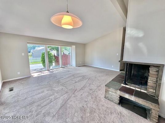 Empty room, Fireplace, Interior, Pendant Lights
