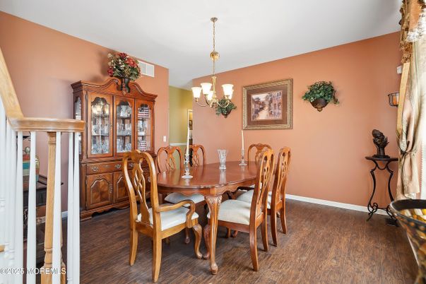 Chandelier, Dining room, Interior, Wood Texture Flooring