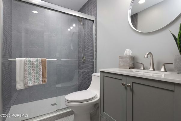 Bathroom, Glass Shower, Interior, Recessed Lighting