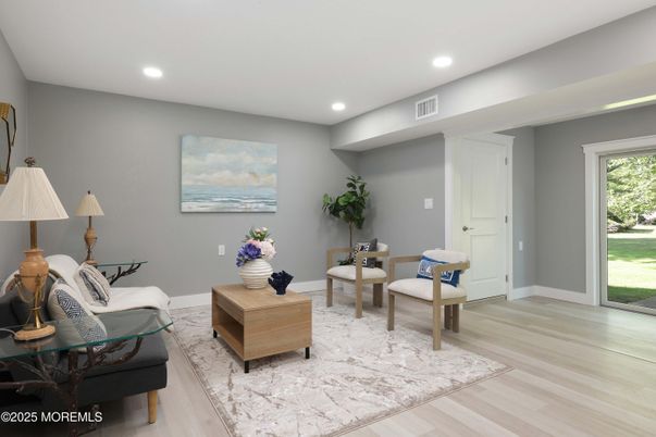 Interior, Living room, Recessed Lighting, Wood Texture Flooring