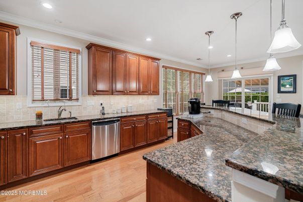 Interior, Kitchen, Pendant Lights, Recessed Lighting, Wood Texture Flooring