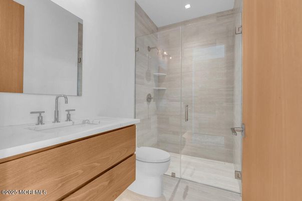 Bathroom, Glass Shower, Interior, Recessed Lighting