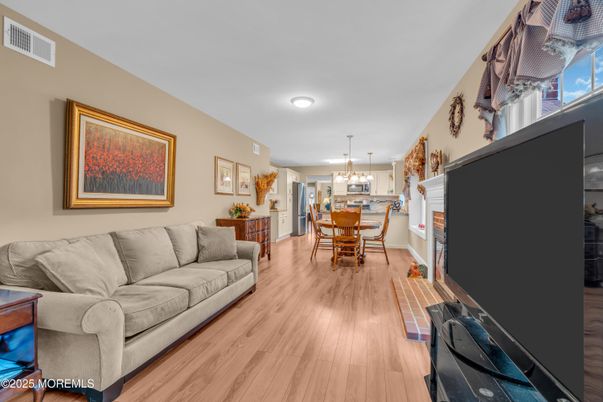 Dining room, Interior, Kitchen, Living room, Pendant Lights, Recessed Lighting, Wood Texture Flooring