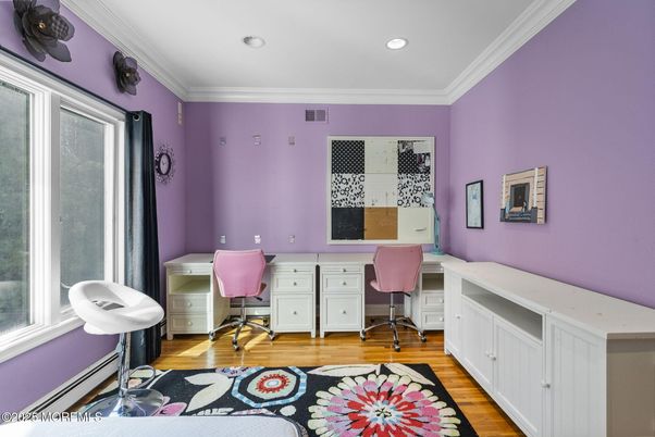 Home Office, Interior, Recessed Lighting, Wood Texture Flooring