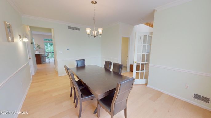 Chandelier, Dining room, Interior, Pendant Lights, Wood Texture Flooring