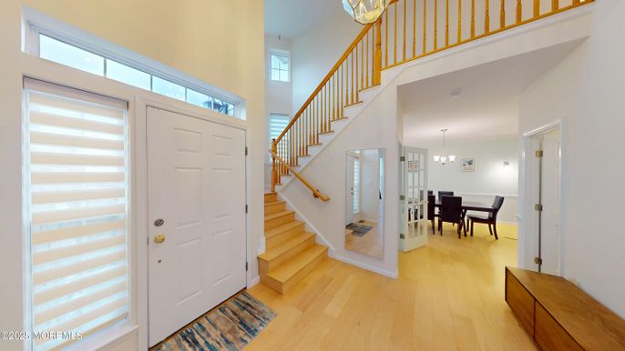 Chandelier, Dining room, Interior, Wood Texture Flooring