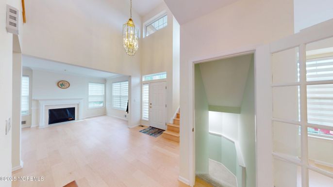 Chandelier, Fireplace, Interior, Pendant Lights, Wood Texture Flooring