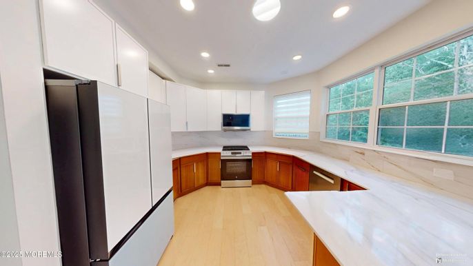 Interior, Kitchen, Recessed Lighting, Wood Texture Flooring