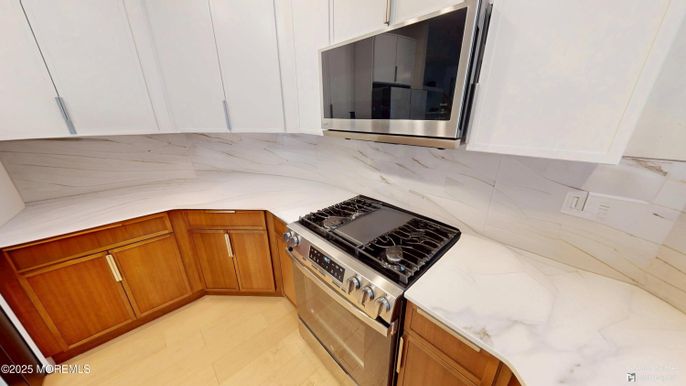 Interior, Kitchen, Marble Walls, Stainless Steel Appliances