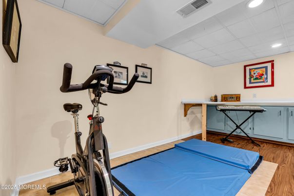 Fitness Equipment, Interior, Recessed Lighting, Wood Texture Flooring