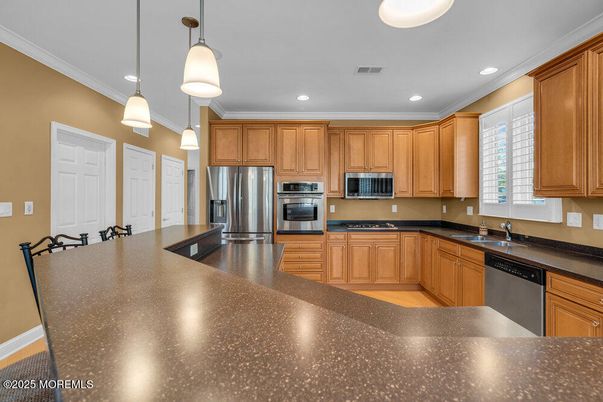 Interior, Kitchen, Pendant Lights, Recessed Lighting, Stainless Steel Appliances