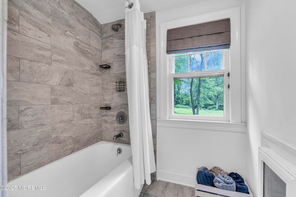 Bathroom, Interior, Marble Walls, Wood Texture Flooring