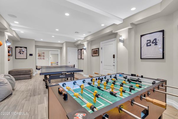 Game Room, Interior, Recessed Lighting, Wood Texture Flooring