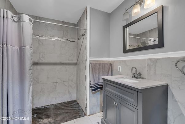 Bathroom, Glass Shower, Interior, Marble Walls
