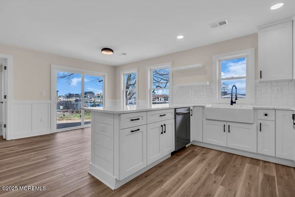 Interior, Kitchen, Recessed Lighting, Wood Texture Flooring