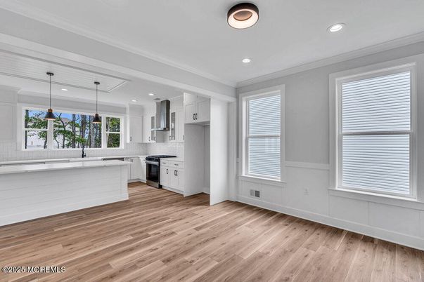Interior, Kitchen, Pendant Lights, Recessed Lighting, Wood Texture Flooring