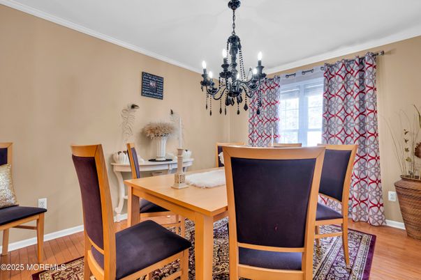Chandelier, Dining room, Interior, Wood Texture Flooring