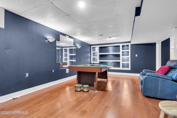 Billiard Table, Game Room, Interior, Recessed Lighting, Wood Texture Flooring