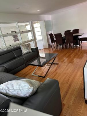 Dining room, Interior, Living room, Recessed Lighting, Wood Texture Flooring
