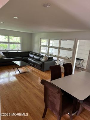 Dining room, Interior, Living room, Recessed Lighting, Wood Texture Flooring