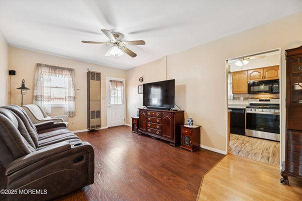 Home Theatre Room, Interior, Kitchen, Living room, Stainless Steel Appliances, Wood Texture Flooring