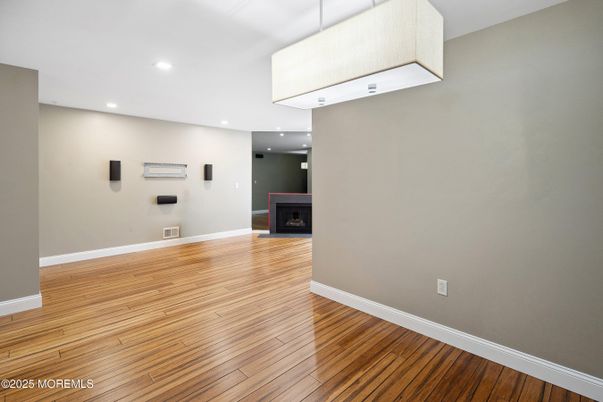 Fireplace, Interior, Recessed Lighting, Wood Texture Flooring