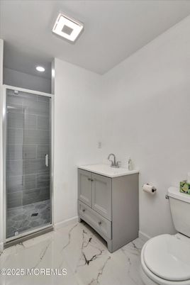 Bathroom, Glass Shower, Interior, Marble, Recessed Lighting