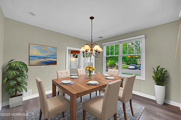 Chandelier, Dining room, Interior, Wood Texture Flooring