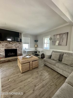 Fireplace, Interior, Living room, Stone Walls, Wood Texture Flooring