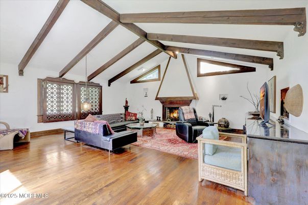 Fireplace, Interior, Living room, Wooden Beams, Wood Texture Flooring