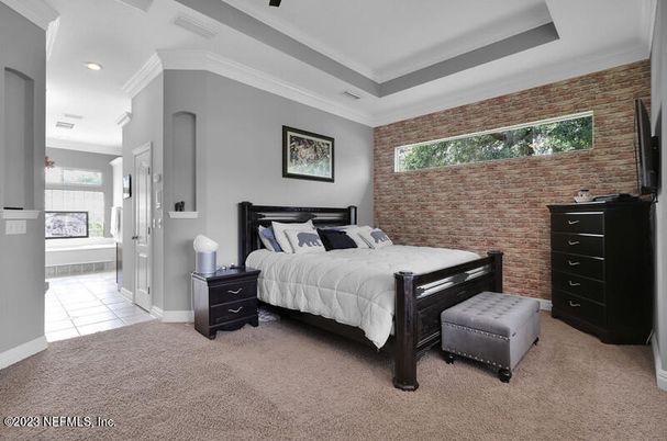 Bedroom, Interior, Recessed Lighting, Stone Walls