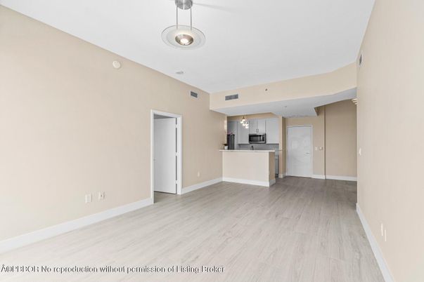 Empty room, Interior, Kitchen, Pendant Lights, Wood Texture Flooring
