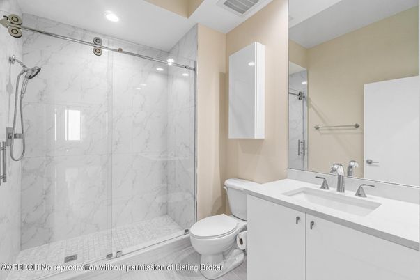 Bathroom, Glass Shower, Interior, Marble Walls, Recessed Lighting