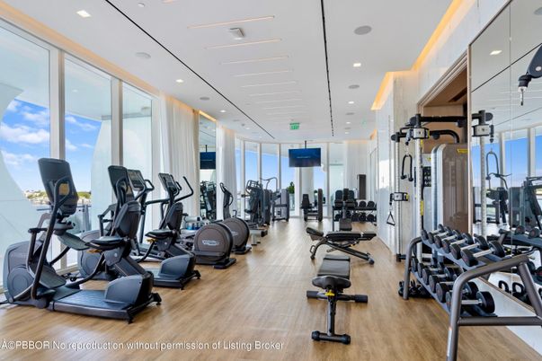 Fitness Equipment, Gym, Interior, Recessed Lighting, Wood Texture Flooring