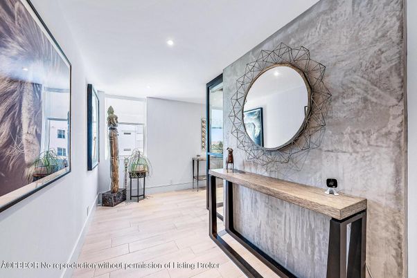 Interior, Marble Walls, Recessed Lighting, Wood Texture Flooring